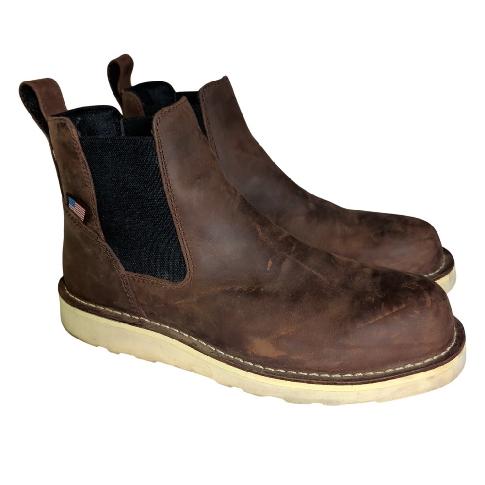 Danner Men's Bull Run 6" Chelsea Wedge Boots Mens Size 11D Brown Leather Western